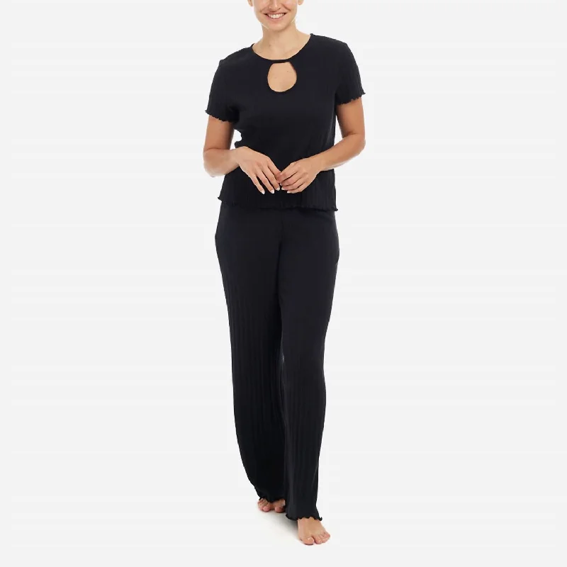 Women's Clothes For The Office Ravena Pima Cotton Rib Lounge Set In Black