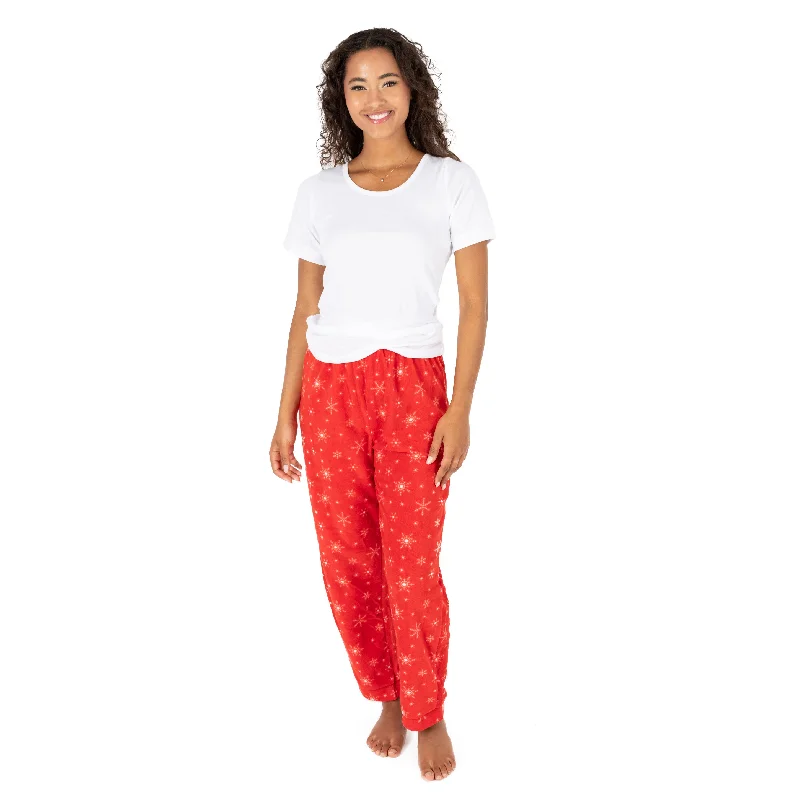 Women's Casual Apparel For Weekends Christmas Womens Fleece Pajama Pants Snowflake