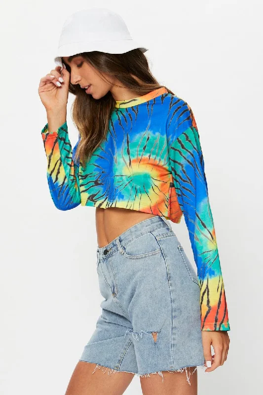 Women's Vacation Clothes Multi Tie Dye Sweater