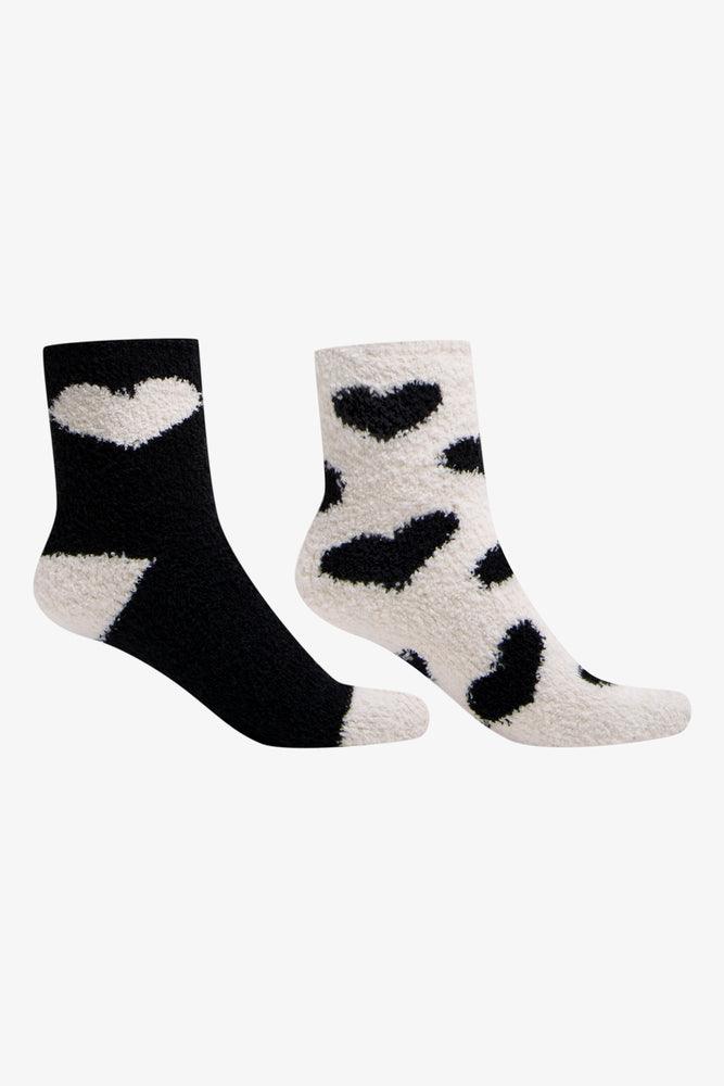 Women's Trendy Garments 2 Pack Heart Chunky Socks Black