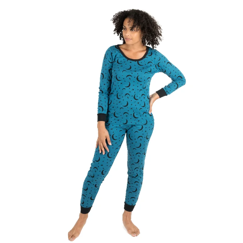 Timeless Women's Garments Womens Two Piece Cotton Pajamas Moon