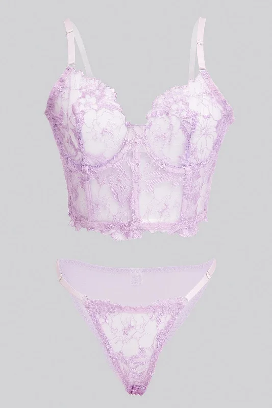 Sustainable Women's Clothes Purple Embroidered Lingerie Set