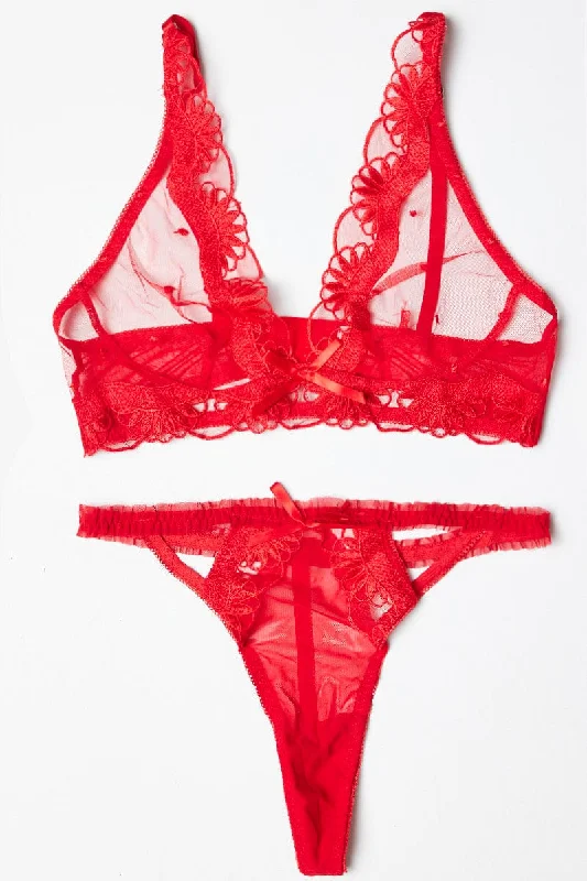 Comfortable Outfit For Women Red Lingerie Set