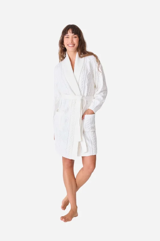 Women's Trendy Garments PJ Salvage Robe Cable Crew Ivory