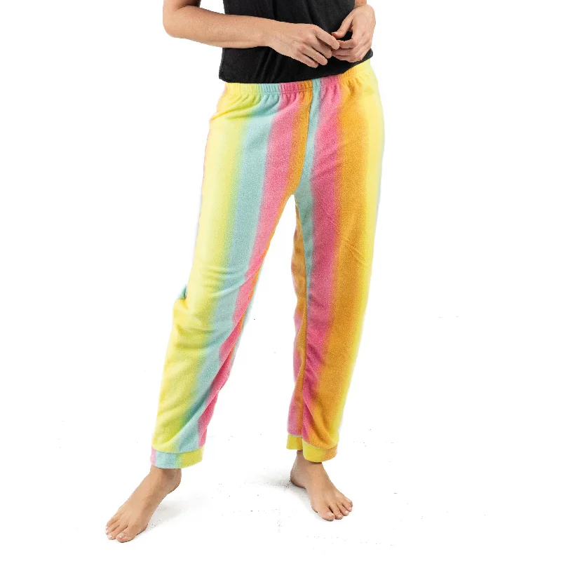 Women's Clothing With Trendy Designs Womens Fleece Pajama Pants Rainbow