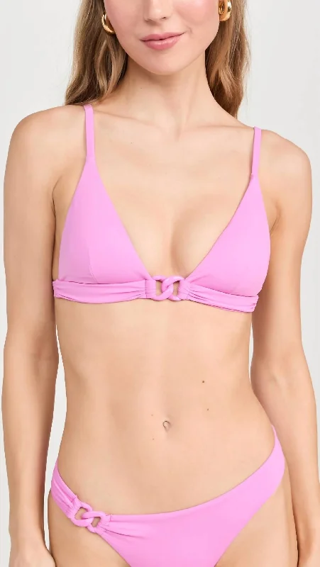 Women's Casual Wear Outfit Luxe Link Bralette Bikini Top In Bubblegum