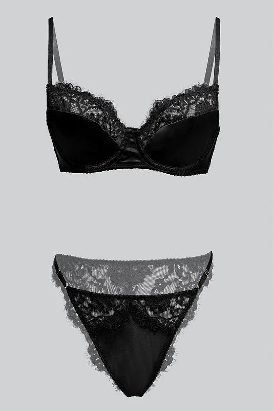 Women's Casual Outfit Black Lace Lingerie Set