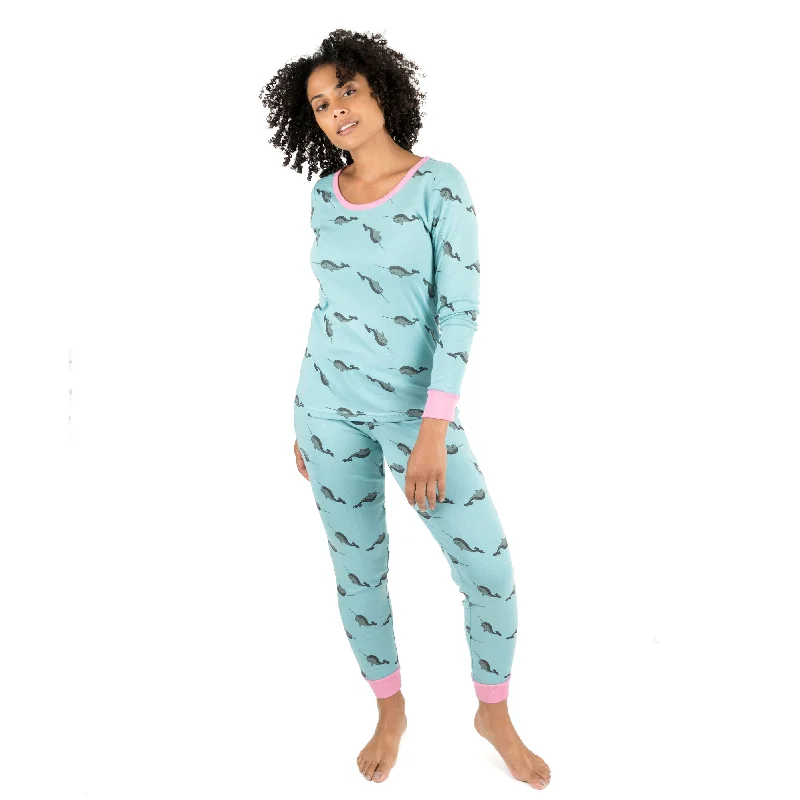 Women's Cozy Outfit For Lounging Womens Two Piece Cotton Pajamas Whale