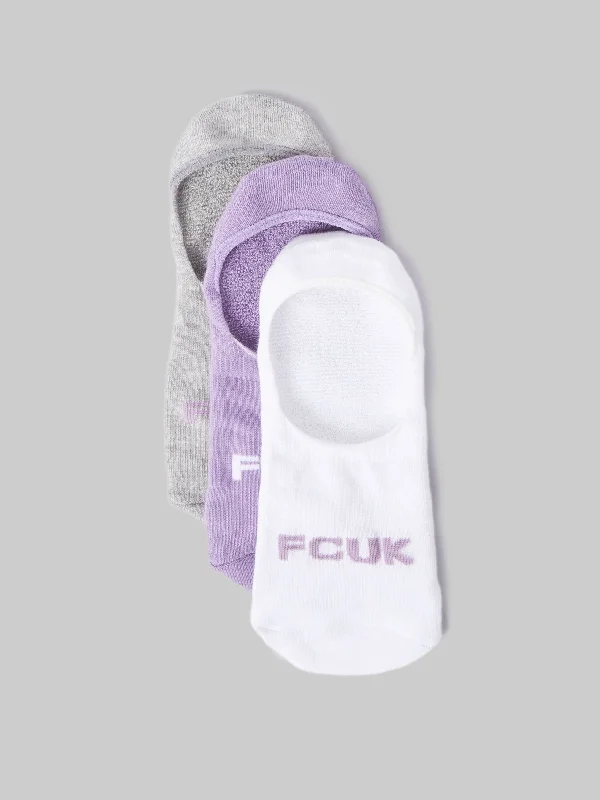 Women's Layered Outfit FCUK 3 Pack Invisible Socks