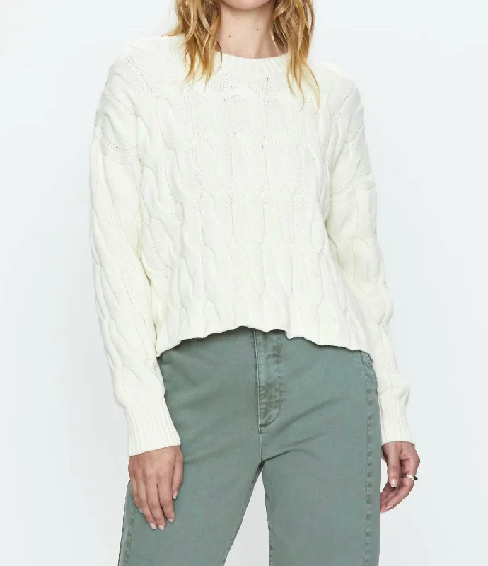 Women's Clothes And Apparel Eva Crew Neck Sweater In Ecru Cable