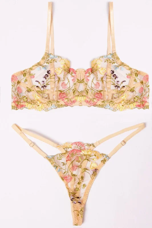 Modern Women's Clothes Multi Embroidery Lingerie Set