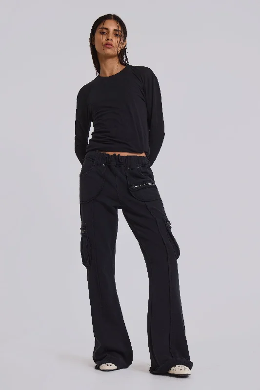 Women's Trendy Attire Black Shift Cargo Joggers