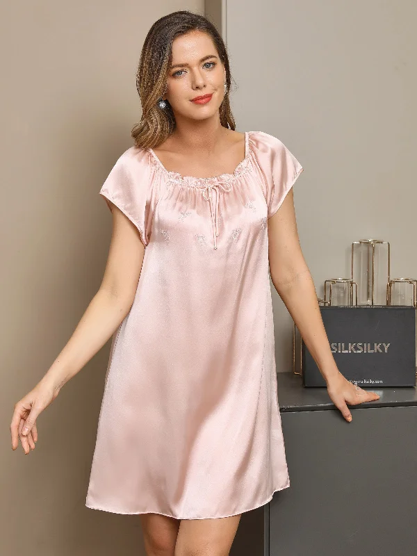 Women's Formal Event Clothing Pure Silk Solid Color Cute Nightgown