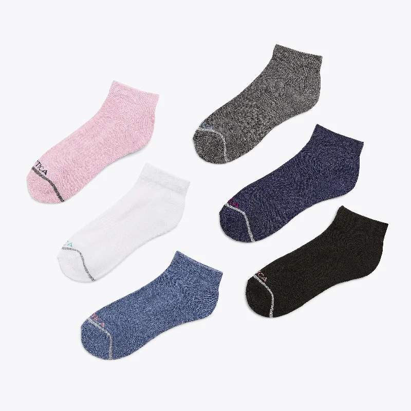 Women's Stylish Outdoor Outfit Nautica Womens Athletic Quarter Socks, 6-Pack