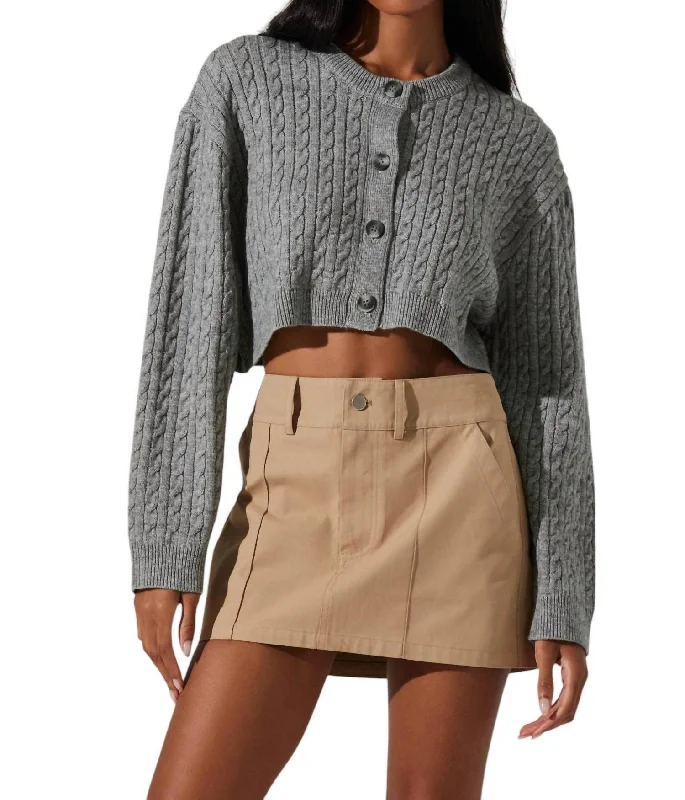 Sustainable Women's Apparel Sebille Cropped Cardigan In Heather Grey