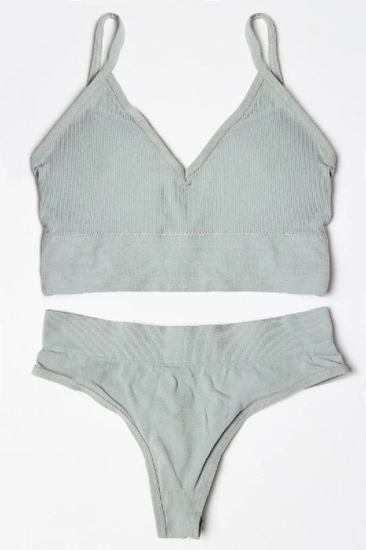 Affordable Women's Apparel Grey Seamless Lingerie Set