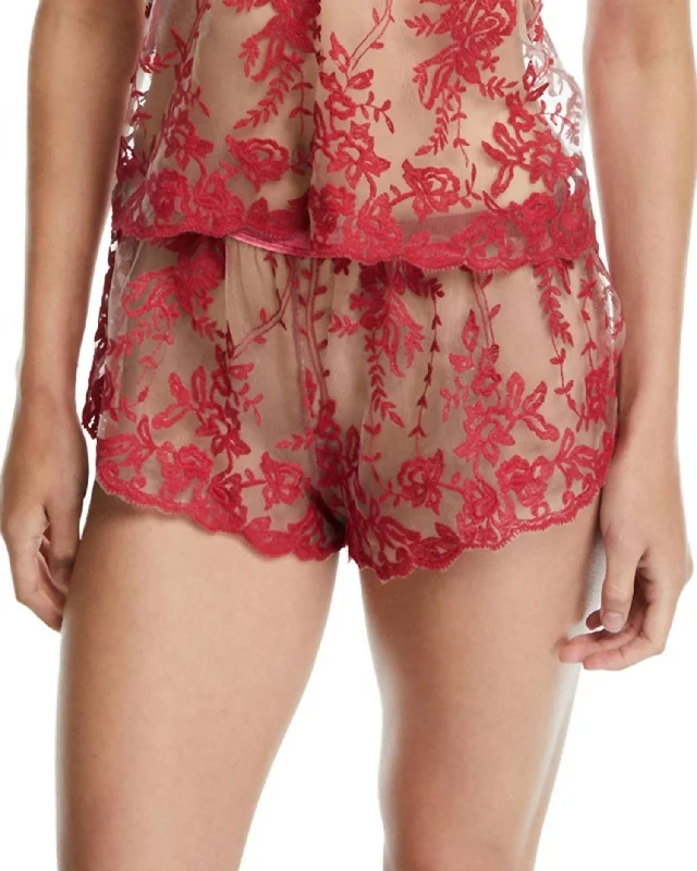 Modern Women's Apparel Rosie Velvet Tap Short In Mystic Red