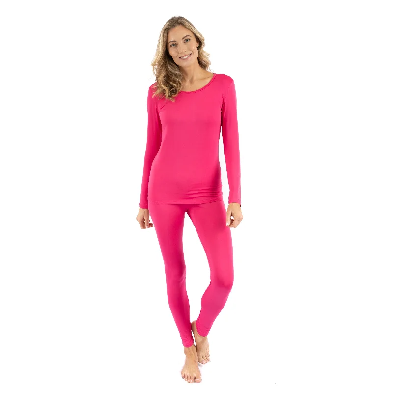 Affordable Women's Clothing Womens Two Piece Classic Solid Thermal Pajamas