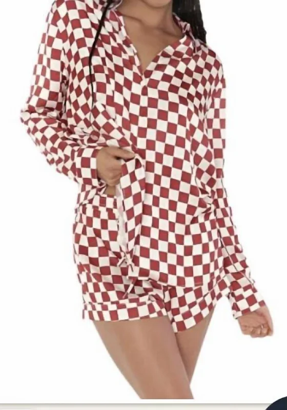 Casual Clothes For Women Checkered Early Riser Pj Red Checker