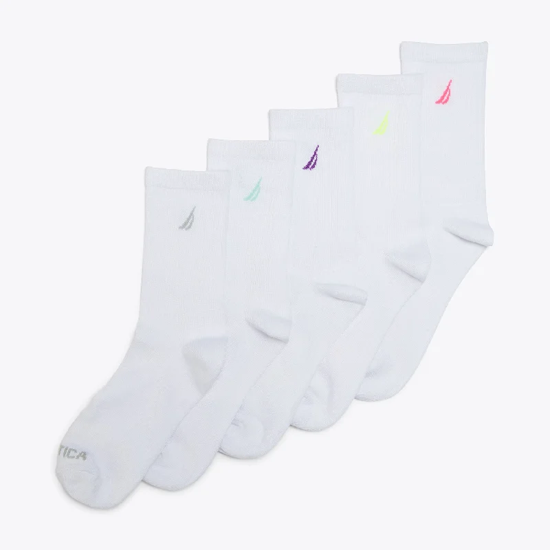 Women's Stylish Vacation Attire Nautica Womens Crew Socks, 5-Pack