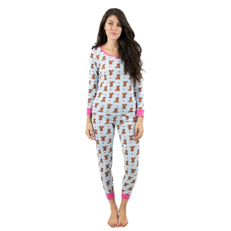 Women's Office Outfit Womens Two Piece Cotton Pajamas Puppy