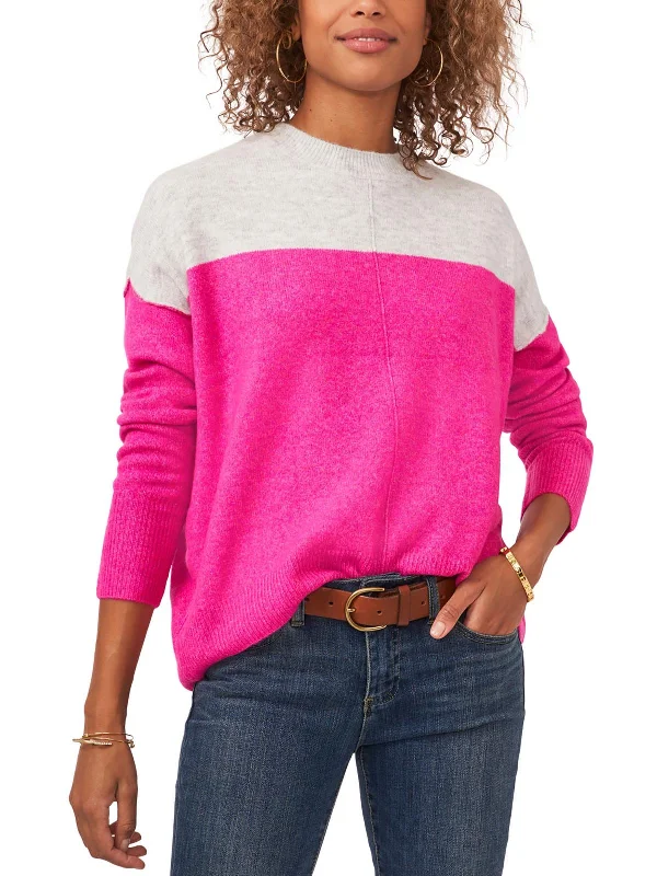 Women's Transitional Clothes Womens Crewneck Color Block Pullover Sweater