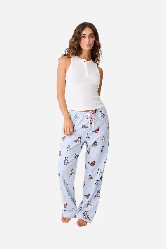 Women's Fashionable Clothing Sets PJ Salvage Coffee & Cat Naps Flannel Pant