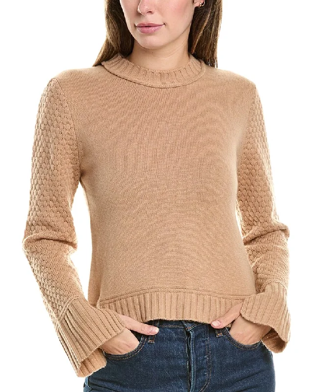 Women's Relaxed Clothes Hannah Rose Raised Diamond Sleeve Wool & Cashmere-Blend Sweater