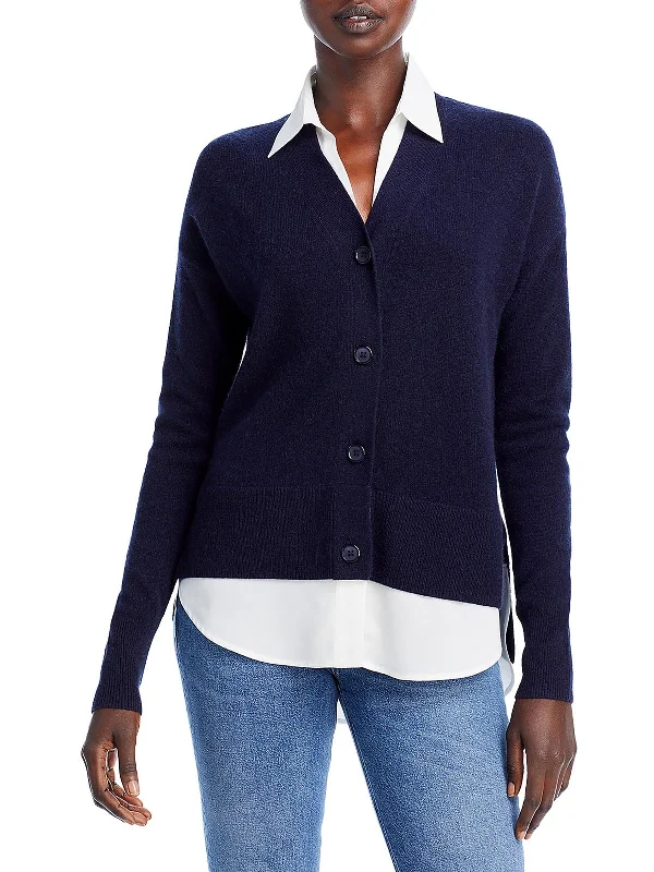 Women's Professional Attire Womens Cashmere Split Hem Cardigan Sweater