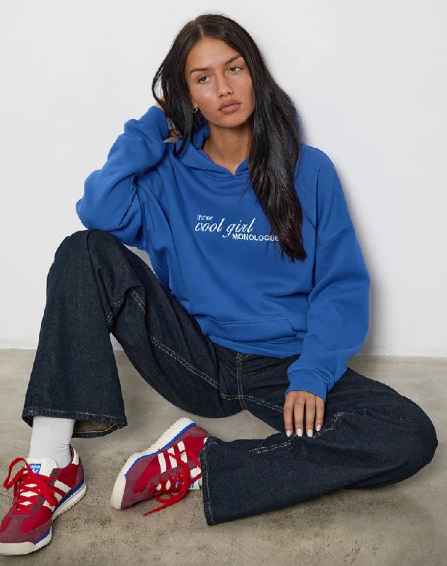 Women's Trendy Clothing Oversized Hoodie in Cobalt Blue with Cool Girl Graphic