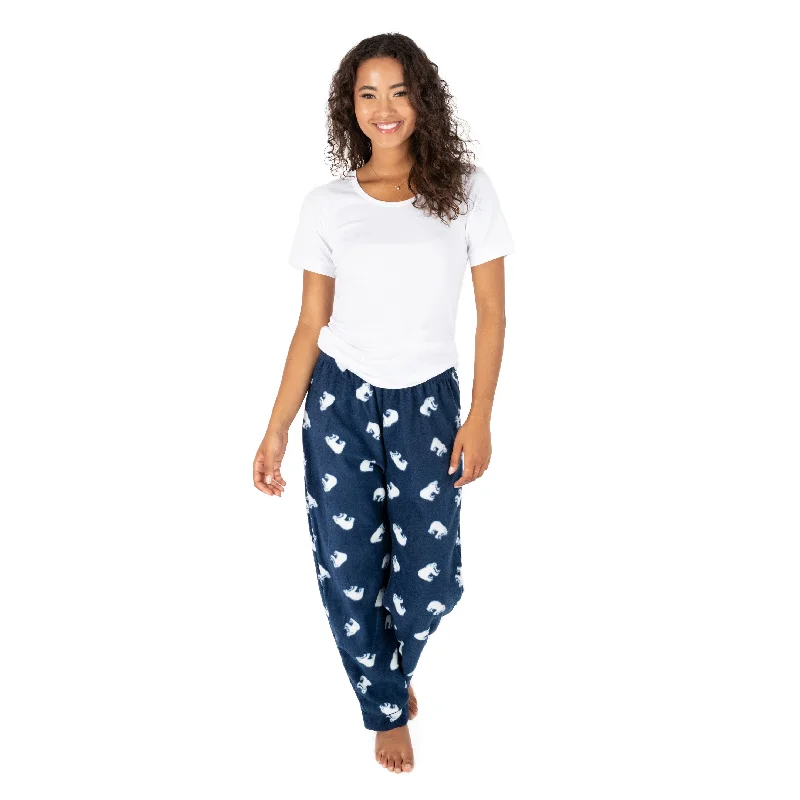 Stylish Women's Outfit Christmas Womens Fleece Pajama Pants Polar Bear