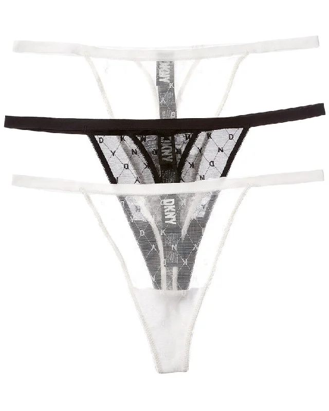 Women's Clothes For Special Occasions DKNY 3pk Monogram Mesh Thong