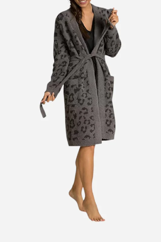 Women's Formal Apparel Barefoot Dreams CozyChic Barefoot in the Wild Graphite Carbon Robe