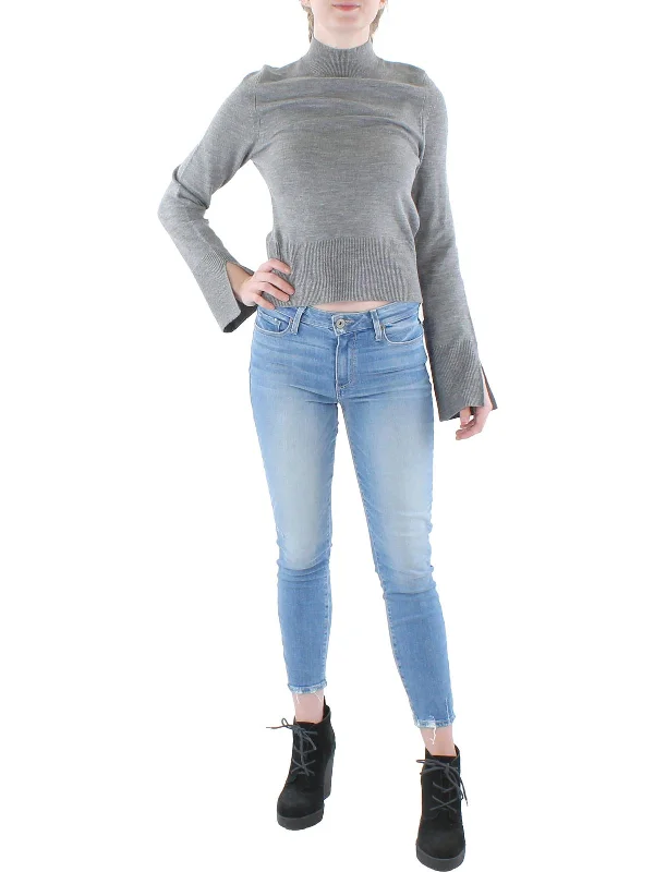 Women's Resort Attire Womens Funnel Neck Heathered Pullover Sweater