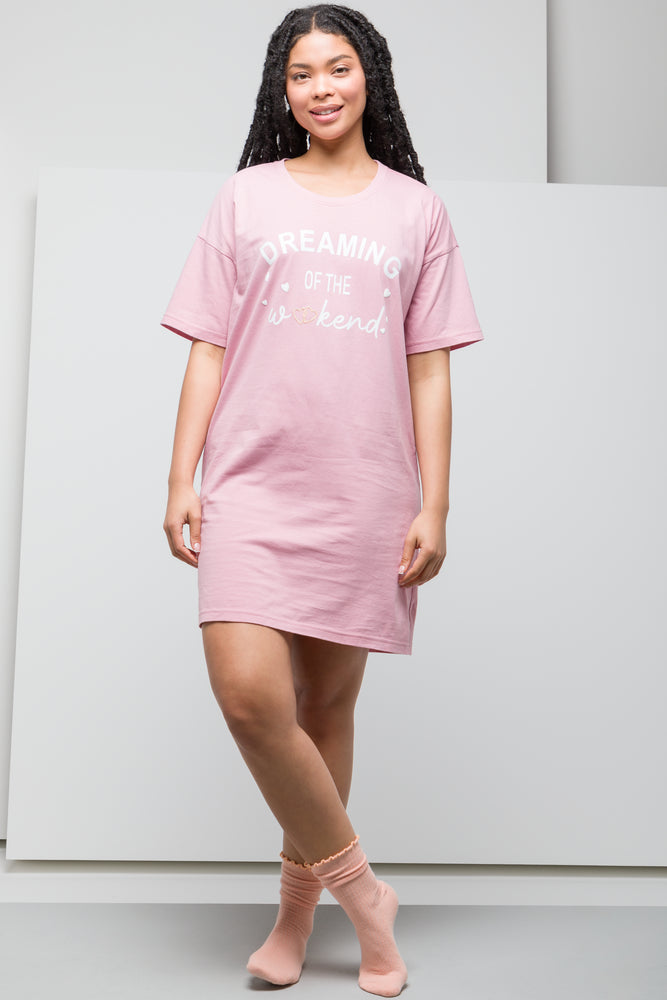 Chic Women's Garments Dreaming Of The Weekend Sleep Shirt Pink