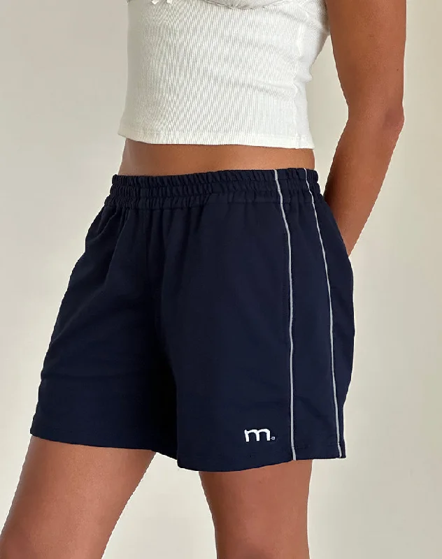 Charming Women's Clothes For Special Events Thera Short in Navy with White Piping with M Emb