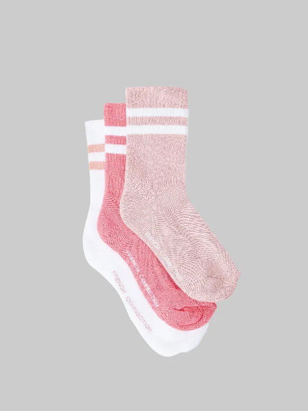 Women's Casual Outfit 3 Pack French Connection Stripe Crew Socks