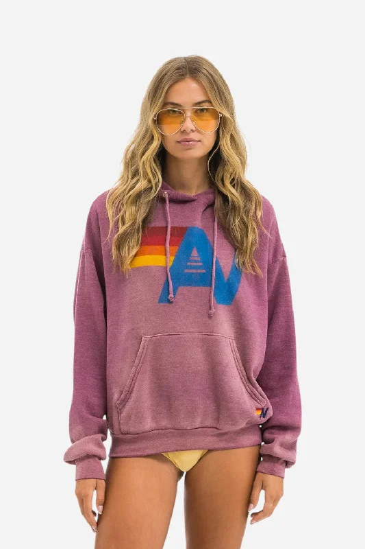 Women's Comfortable Garments Aviator Nation Vintage Logo Relaxed Pullover Hoodie in Faded Berry