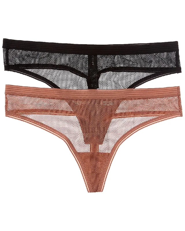 Casual Apparel For Women DKNY 2pk Sheer Stripe Thong