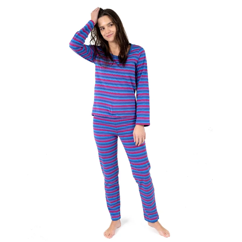 Women's Trendy Casual Clothes Womens Two Piece Cotton Loose Fit Striped Pajamas