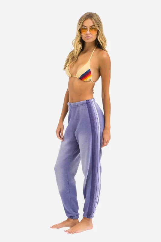 Women's Comfy Loungewear Outfit Aviator Nation 5 Stripe Sweatpants Faded Grape