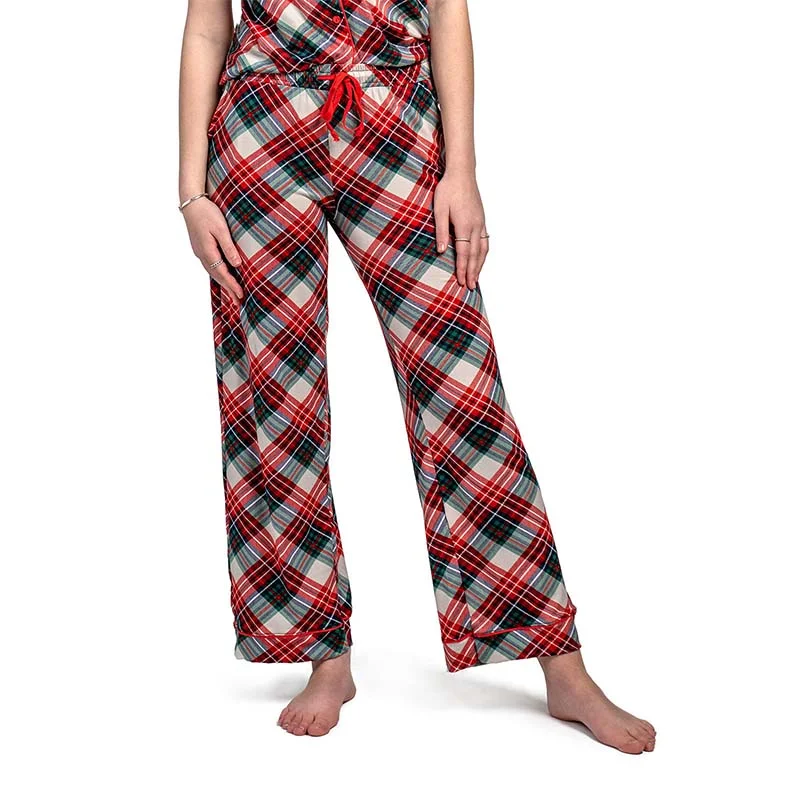 Women's Vacation Clothes Prancer's Plaid Drawstring Pajama Pants