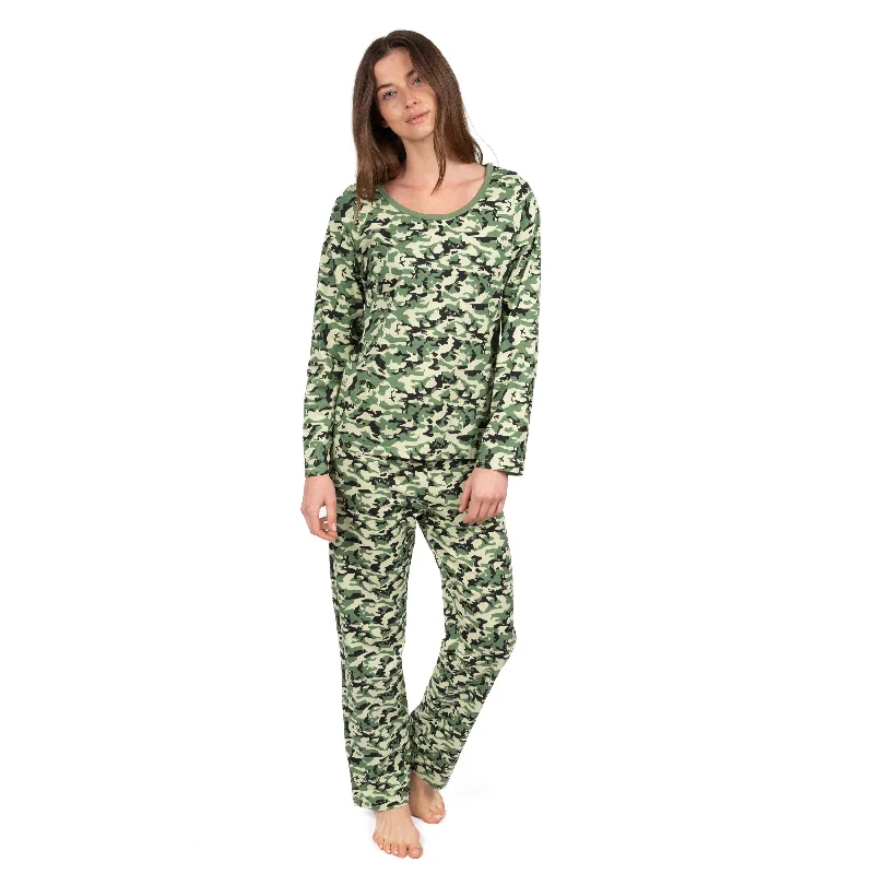 Women's Date Night Outfit Womens Two Piece Cotton Loose Fit Pajamas Camouflage