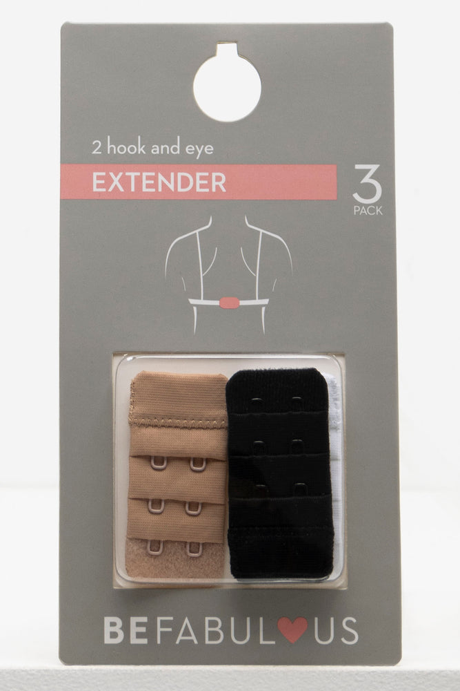 Women's Comfortable Lounge Attire 3 Pack Bra Extenders 2 Hook & Eye Natural & Black