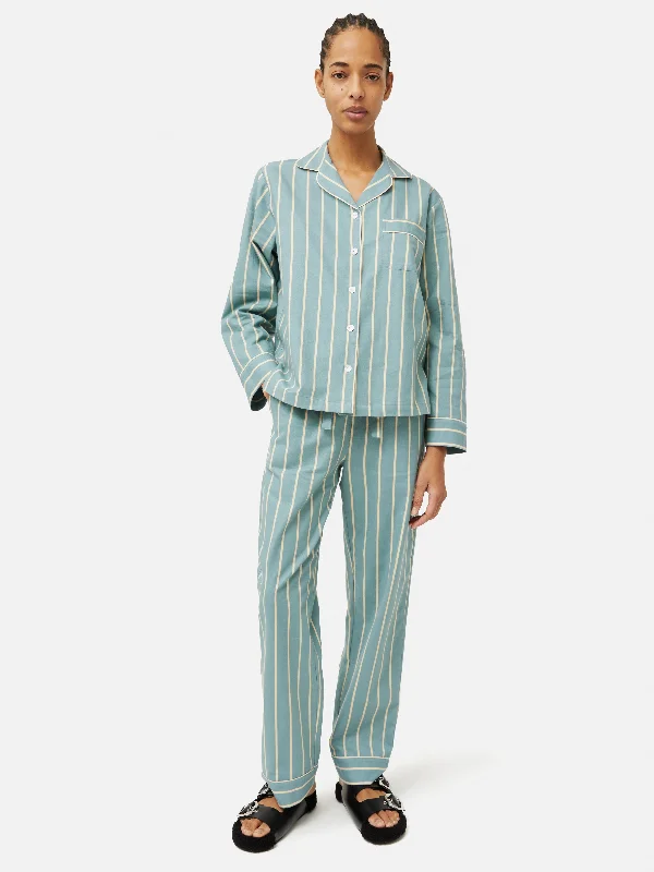 Women's Garments Brushed Twill Stripe Pyjamas | Blue