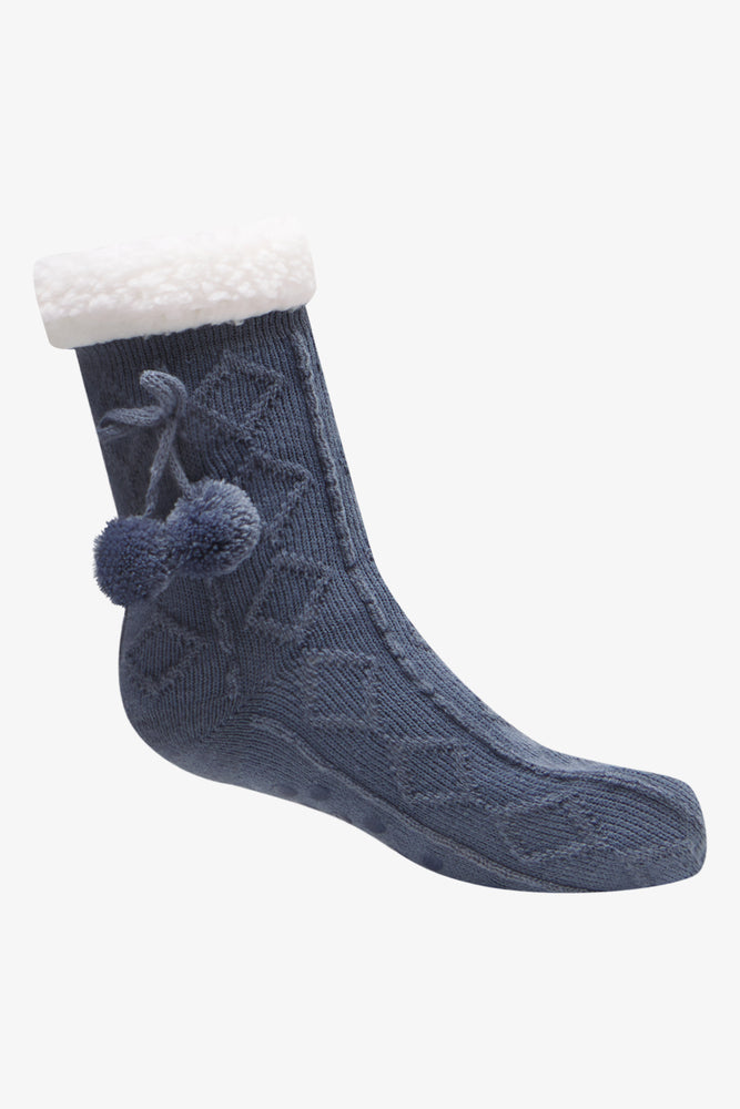 Women's Luxury Apparel Slipper Sock Blue