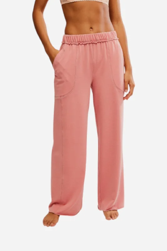 Women's Comfy Attire For Lounging Free People Don't Wait Up Lounge Pant in Rose Dawn