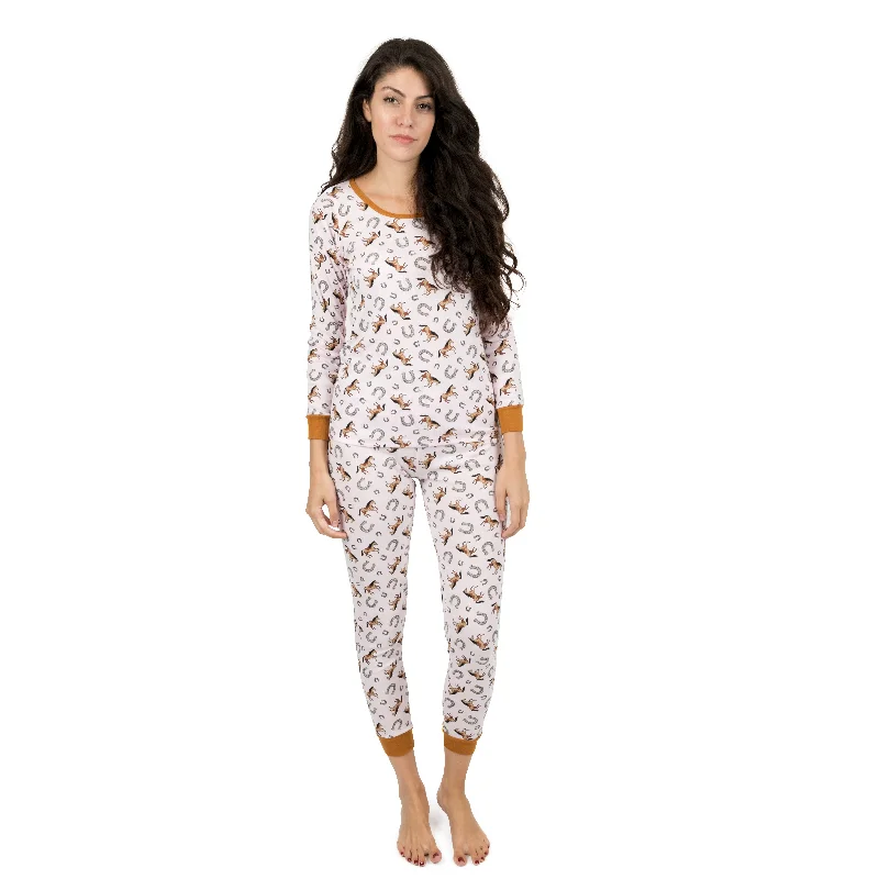 Stylish Women's Attire Womens Two Piece Cotton Pajamas Horse