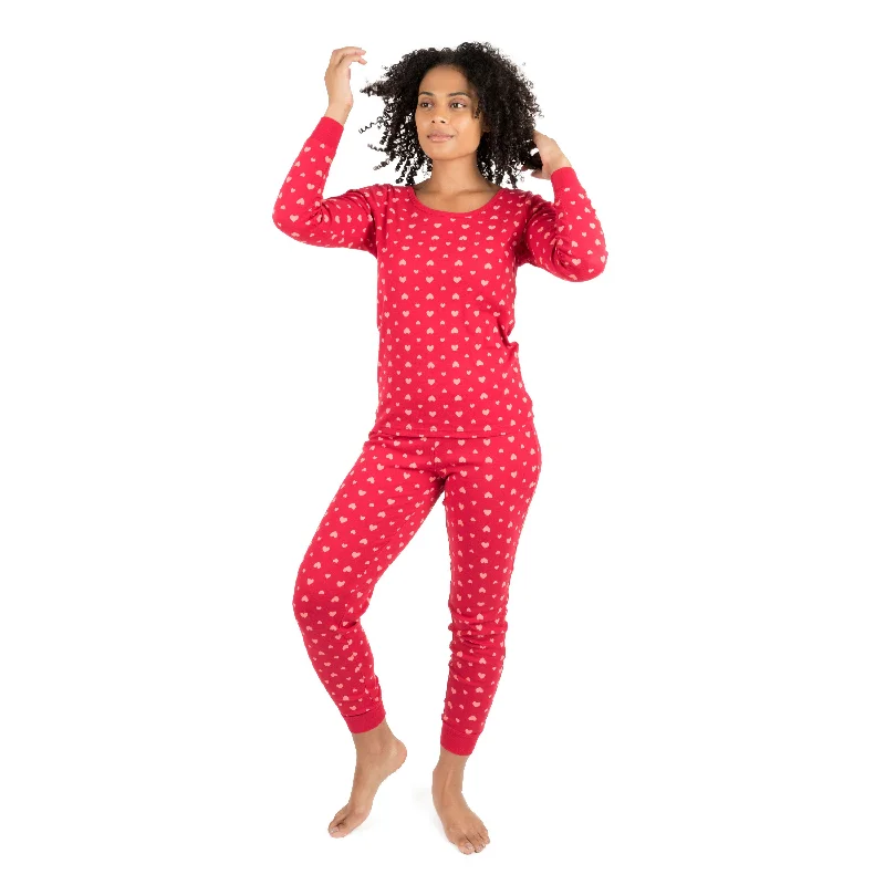 Affordable Fashion Clothing For Women Womens Two Piece Cotton Pajamas Hearts Pink