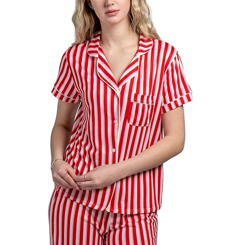 Charming Women's Holiday Apparel Candy Cane Lane Pajama Top